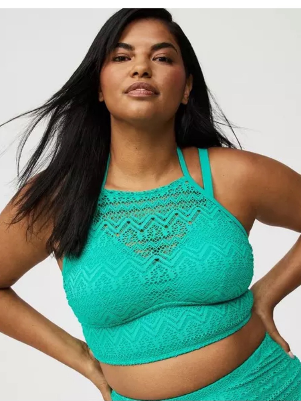 EUC Torrid Size 4 High Neck Crotchet Swim Top